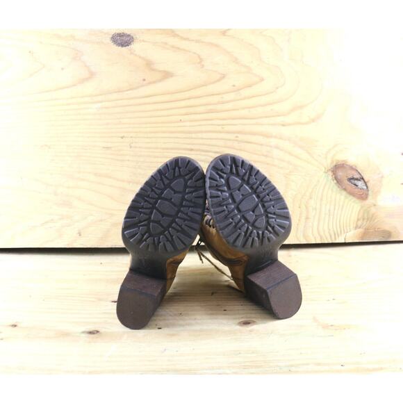 New Born Boots 7 Womens Brown Leather Cass Block Heeled Lace Up Buckle Zip - Picture 5 of 6